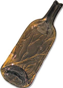 Dark Wine Bottle Slumped in a Mold with a Lattice and Cross Design